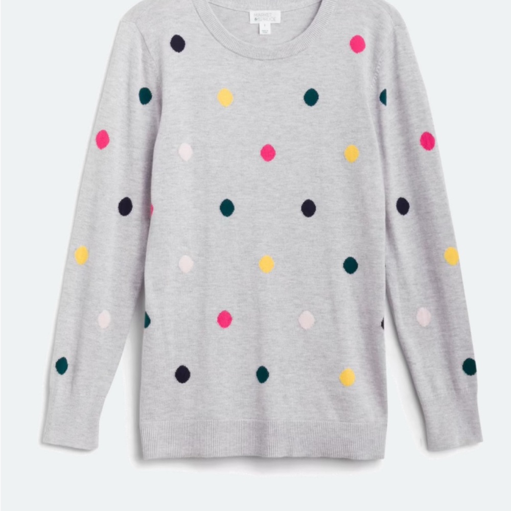 Polka Dot Sweater - Grey Multicolor